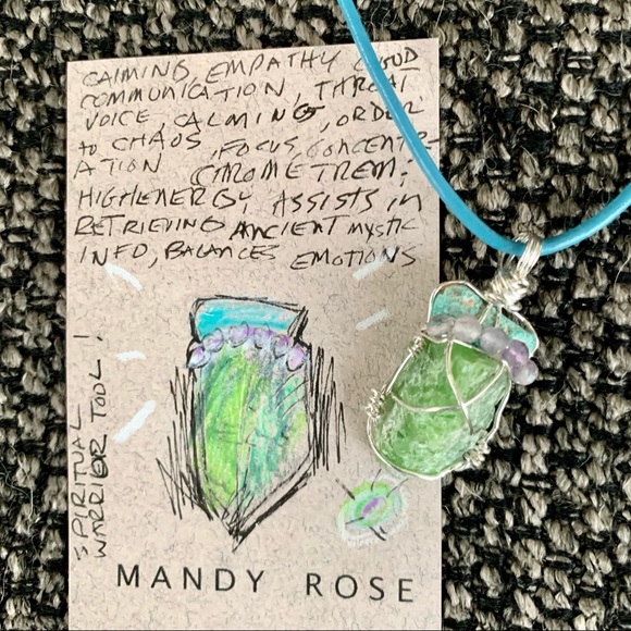 Turquoise, Chrome Tremolite & Fluorite Necklace - Picture 7 of 14